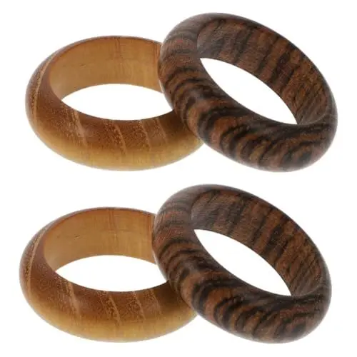 Produktbild: VALICLUD 4 Stück Holzhandwerk Neuheit Ringe Punk-schmuck Brautring Sportzubehör Holzring Böhmische Fingerringe Praktischer Fingerring Dekorativer Ring Party Mode Hölzern Fräulein Passen