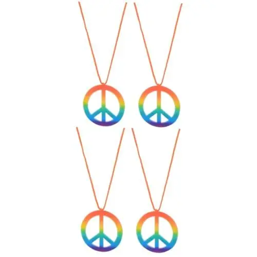 Produktbild: VALICLUD 4 Stück Peace-Zeichen-Anhänger Halloween-Party-Accessoire Kostümzubehör Regenbogen Modischer Kettenanhänger halloween anhänger halloween halskette Embleme kleidung bunter Anhänger