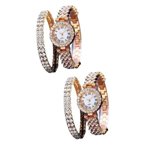 Produktbild: VALICLUD 4 Stück Quarz-Armband bescherung Weihnachten weinachts Frauen schauen zu Armreifen aus Sterlingsilber für Damen Damenuhren Uhr für mädchen Diamantuhr Rostfreier Stahl