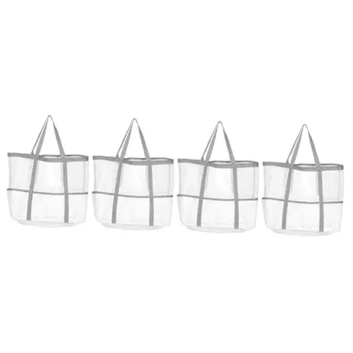 Produktbild: VALICLUD 4 Stück Strandtasche Aus Netzstoff Hobo Tasche Geldbörsen Für Damen Tragetasche Damen Handtasche Tragetasche Mit Reißverschluss Für Damen Große Pool Taschen Taschen