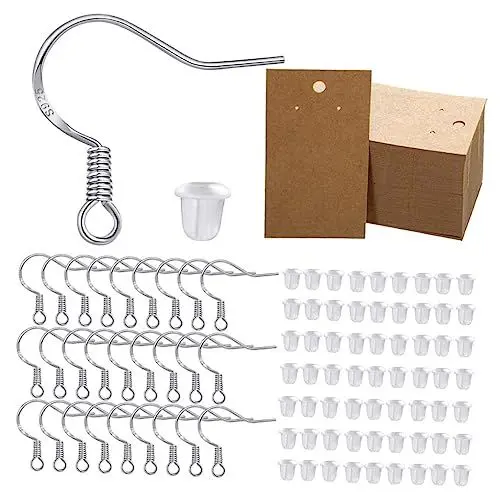 Produktbild: VALICLUD 500 Stück DIY Handgemachte Ohrringe Eardrop Material Set Handgemachte Ohrringe Material Ohrring Zurück Stoppen Ohrhaken Ohrring Pappe
