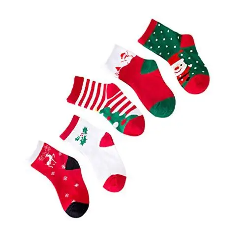 Produktbild: VALICLUD 5 Paare Baby Kleinkind Kinder Weihnachtssocken Baumwolle Cartoon Weihnachtssocken Weihnachtsfest Socken für 1-3 Jahre Alt (Gemischt)