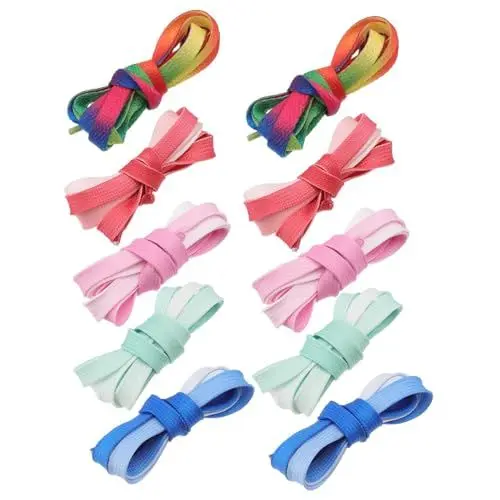 Produktbild: VALICLUD Flache Schnürsenkel Aus Canvas in Farbverlaufsfarbe 120 Cm Modische Schuhriemen 5 Paar Set