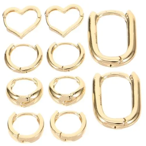 Produktbild: VALICLUD 5 Paare kolczyki damskie earrings set earrings gold goldene Statement-Ohrringe goldohrringe für damen trendy klobige goldene Ohrringe goldene Ohrringe für Frauen Legierung