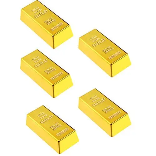 Produktbild: VALICLUD 5 Stück Replik Goldbarren Gefälschte Goldene Ziegelbarren Kunststoff Goldbarren Dekorative Requisite Film Bühne Piratenparty Neuheit Geschenke