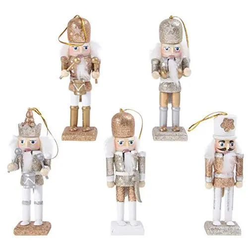 Produktbild: VALICLUD 5 Stücke Weihnachten Nussknacker Figuren Puppe Baumschmuck Soldaten Holz Dekofigur Weihnachtsfiguren Holzfiguren Tischdeko Weihnachtsbaum Anhänger Ornamente Xmas Deko