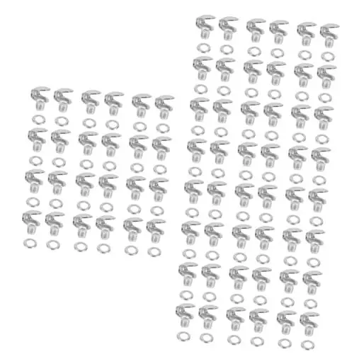 Produktbild: VALICLUD 60 Stk schuh stiefel DIY schnalle Schnürsenkelhaken Stiefelschnürnieten Schiefer clips für schuhe shoe charms Bastelschnallen Schnürsenkelschnallen aus Metall Eisendichtung Silver
