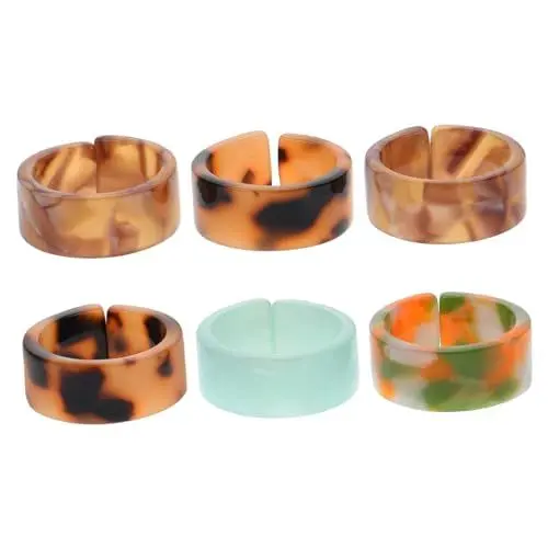 Produktbild: VALICLUD 6St Harzring Frauenringe aus Harz Daumenringe Retro-Ringe Erwachsenenring Strassring Weihnachtsringe trendige Ringe Bling-Ring Moderinge aus Harz dicht Schmuck Fräulein
