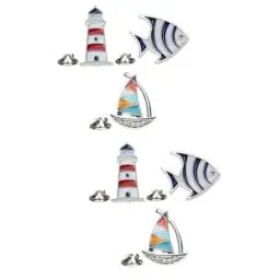 Produktbild: VALICLUD 6 Stk Leuchtturm Brosche Fisch Brosche Süße Anstecknadeln Vintage-emaille Süßes Revers Tier-emaille-anstecknadel Vintage-accessoires Metallische Verzierungen Broch Jahrgang Korsage