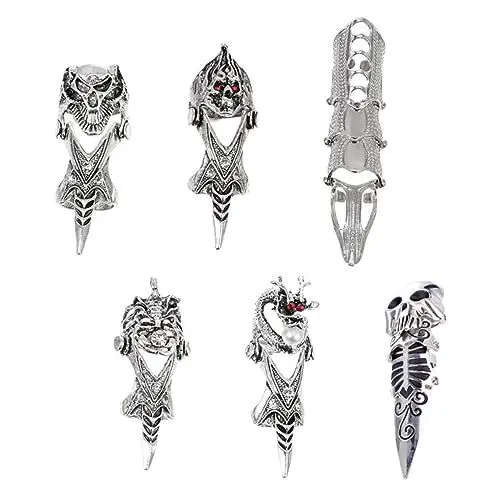 Produktbild: VALICLUD 6 Stück Biegsame Ringschlaufe Aktivitätsringe Halloween Zubehör Kostümzubehör Krallenfingerring Rüstungsring Rock Scharnierring Zierlicher Ring Schmuck Herrenringe Punk