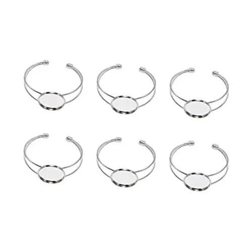 Produktbild: VALICLUD 6st Glaskette Nietenarmband Blanke Armbandlünetten Serviertablett Rund Freundschaftsschmuck Armbandfach Verstellbares Armband Ovaler Anhänger Cabochon-armband-fach Diy-anhänger