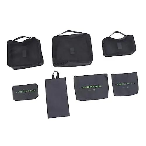 Produktbild: VALICLUD Würfel Koffer 7-teilig Gepäck Organizer Packtaschen für Koffer Kompakt Leicht Zu Verstauen Schwarz
