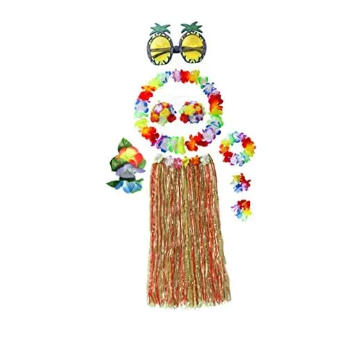 Produktbild: VALICLUD 8 Stück Hawaii Grasrock Hawaii Kleidung Hawaii Kleidung Hawaii Outfits Strandkostüm Hula Tanz Ballanzug Bunt