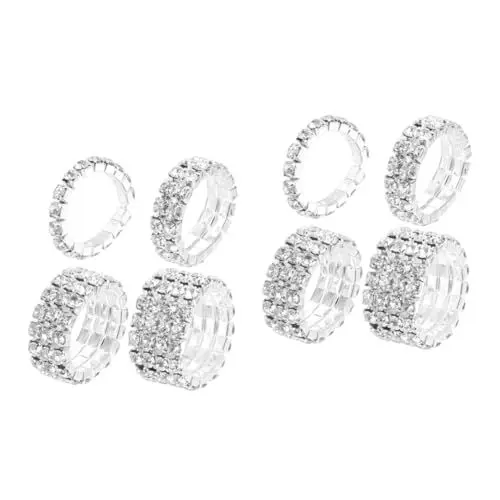 Produktbild: VALICLUD 8 Stück Strass Elastischer Ring Strass Ringe Eheringe Für Damen Ringe Für Damen Damen Ringe Reihenringe Ringe Passend Zum Ring Silberschmuck Für Damen Legierung
