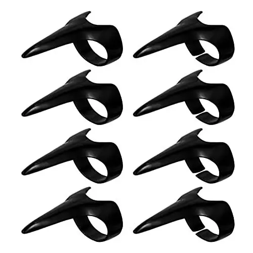 Produktbild: Minkissy Halloween Finger Krallen Ringe Nagel Kostüm Finger Klaue Nägel Gothic Punk Nägel für Cosplay Party 8Pcs Schwarz