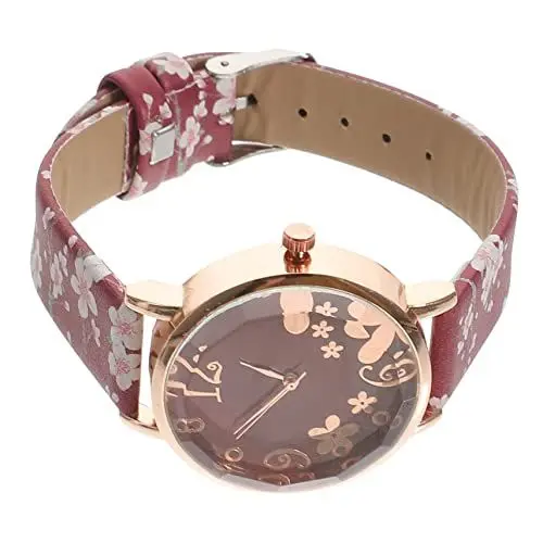 Produktbild: VALICLUD Anschauen Blumenuhren Armbanduhr Digitale Uhren Armbanduhr für Mädchen DREI-Zeiger-Uhr Uhr im Freizeitstil Filigrane Armbanduhr Quarzuhr Klassische Armbanduhr Glas rot