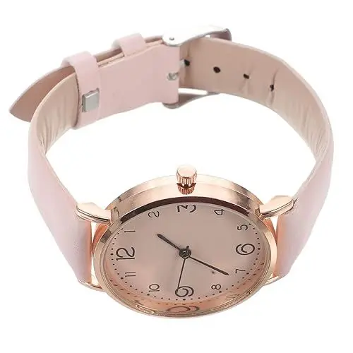 Produktbild: VALICLUD Anschauen Freizeituhr Exquisite Uhrenverzierung Hautfreundliche Uhr Dekoration Ansehen Achten Sie Auf Damen Schicke Damenuhr Minimalistische Uhr Stylische Armbanduhr Pu-gürtel Rosa