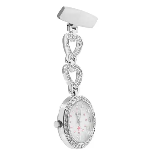 Produktbild: VALICLUD Arztuhr aus Legierung Zubehör für Krankenschwestern Pflegeuhr Damenuhr Schwesternuhr hängend Ansteckuhr taschenuhr Watches uhrn Krankenschwester zubehör Krankenschwester Uhr Silver