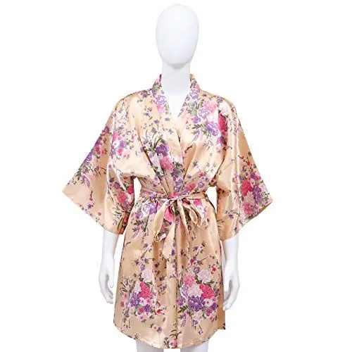 Produktbild: VALICLUD Bademantel Kimono-schlafmantel Japanischer Hausmantel Nachthemd Roben Bademäntel Für Damen Japanische Kimono-robe Asiatisches Gewand Damen Roben Polyester Kurz Gürtel Fräulein