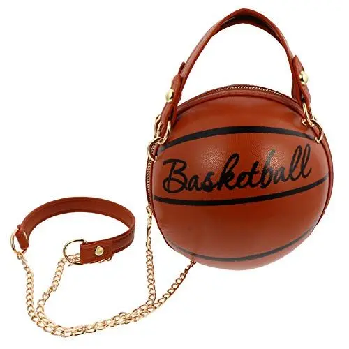 Produktbild: VALICLUD Basketball Tasche Basketball Tasche 1Pcbag Taschenmode One-Shoulder-Handtaschen Brieftasche Neuheit Messenger Kreis PU Mode Schulter Kuh Geformt Crossbody Form Basketball Umh Ngetasche
