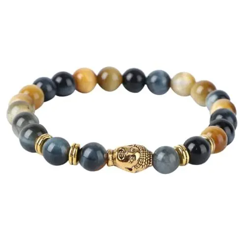 Produktbild: VALICLUD Buddha Stretch Armband Elastisch Für Armbänder Charm-armbänder Tigerauge Armband Retro Handgelenkschmuck Modisches Perlenarmband Tigerauge Stein Liebhaber Lieferungen Charme