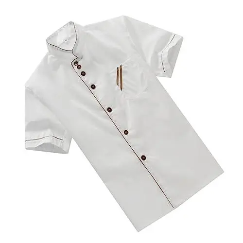 Produktbild: VALICLUD Catering-Jacken klassischer Unisex-Kochmantel koch koch Jacke Kurzarm-Catering-Jacke Kochjacken Kurzarm Kochhemd Weißes Kochhemd lässige lockere Kochkleidung kurzärmlige kochjacke