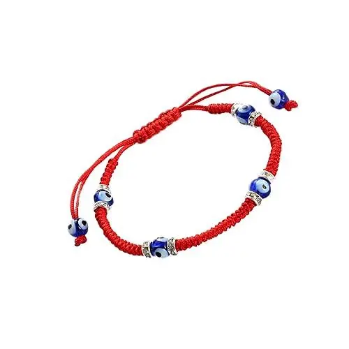 Produktbild: VALICLUD Charm-Armbänder geflochtenes Armband Webarmband als Geschenk Türkische Armbänder pärchen armband augenförmiges Perlenarmband verstellbares Armband für Paare Weben rot