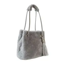 Produktbild: VALICLUD Damen Hobo Tasche Kunstpelz Umhängetasche Fuzzy Geldbörse Eimer Tasche Handtasche Einfarbig
