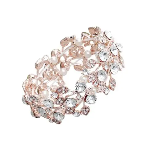Produktbild: VALICLUD Damenarmband handschelle rosenkranz gold handkette Perlenarmband Kristallfrauenarmband Kristall Armband Kristall-Handschmuck Birde-Kristallarmband Rose Gold