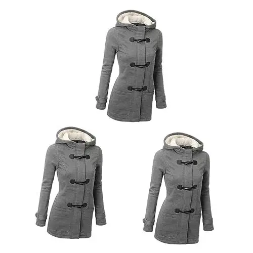 Produktbild: VALICLUD Doppelreihiger Mantel 3st Wollmantel Fleecejacke Langer Cabanmantel Peacoat-jacke Cabanjacken Für Damen Cabanjacke Aus Wolle Erbsenjacke Mit Kapuze Baumwollkleidung Seitentasche