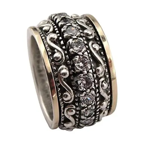 Produktbild: VALICLUD Gravierter Edelsteinring Kreative Ringe geschnitzter Ring Retro-Gelenkring Frauenringe geldgeschenke weihnachten weichnachtsgeschke trauringe Legierungsring gemeinsamer Ring Silver