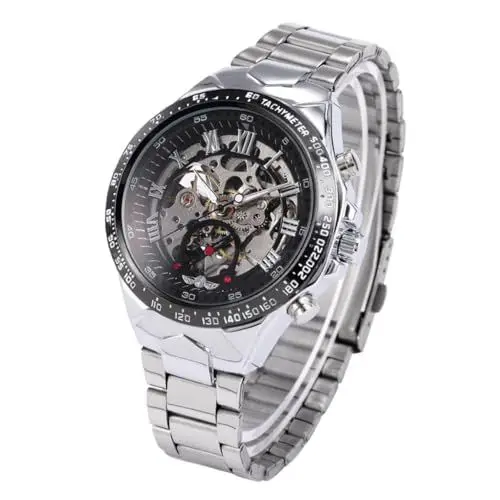 Produktbild: VALICLUD Herren Armbanduhr automatische mechanische Uhr änner Uhr mit skelettiertem Zifferblatt änner mechanische Uhr Alles aus Stahl Anschauen wählen Mechanische Uhren Mann