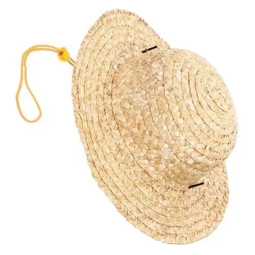 Produktbild: VALICLUD Sonnenhut Aus Stroh Für Kinder 31 cm Breite Krempe Gewebter Strandhut Verstellbare Größe 52–56 cm