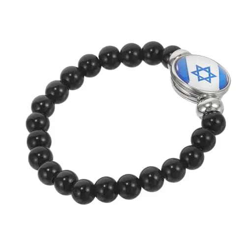 Produktbild: VALICLUD Beaded Bracelet Mit Israel Flaggenmuster Unisex Armband Handgefertigten Perlen Patriotisches Schmuckstück Für Und Stilvolles Accessoire Für
