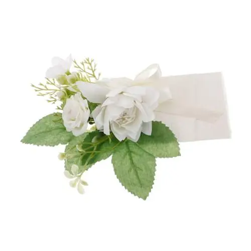 Produktbild: VALICLUD Korsage Hochzeitsaccessoire Anzug hochzeitsschmuck brautjungfern blumenschmuck Hochzeit Blumen Ansteckblume Blumenzubehör für die Hochzeit Abschlussball-Corsage-Blumen Pu Weiß