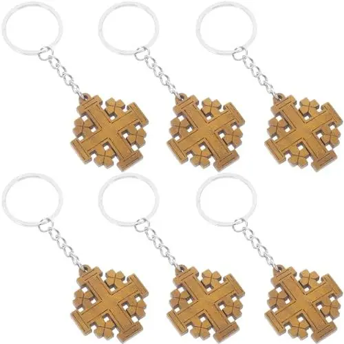 Produktbild: VALICLUD Kreuz-Schlüsselanhänger 6 Stück Jerusalem-Kreuz-Schlüsselanhänger Religiöses Symbol Schlüsselanhänger Kreuz-Anhänger Schlüsselanhänger Glaube Schlüsselanhänger Benedictus-Anhänger