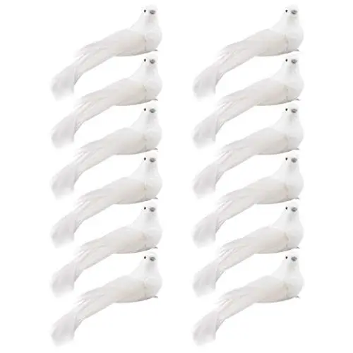 Produktbild: VALICLUD Künstliche Vögel mit Clip Schaum Weihnachtsbaum Vögel Weiß Künstliche Feder Tauben 12pcs Vögel Hochzeit Festival Party Garten Weihnachtsdeko Weihnachtsschmuck Weihnachtsbaumschmuck