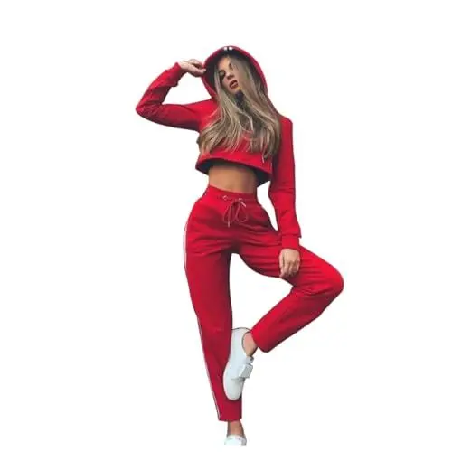 Produktbild: VALICLUD Kurze Hoodies für Frauen kurz Geschnittener Hoodie Frauen-Hoodies Trainingskleidung Kleid für Frauen Freizeitanzüge für Damen Frauen Trainingsanzug Sommer Frauenkleidung einstellen