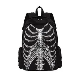 Produktbild: VALICLUD Lustige Halloween-Tasche Gothic Rucksack Brustkorb Canvas Laptoptasche Halloween Rucksack Goth Accessoires Für Männer Frauen