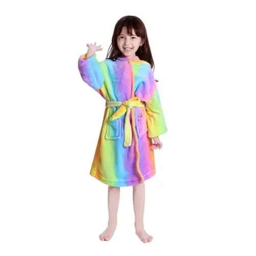 Produktbild: VALICLUD Mädchen Bademantel Kinder Bademantel kinderbademantel Hot Spring Robe Bademantel Kinder House Robe Kinder-Bademantel Flannel Robe Nachthemd Einhorn-Bademantel Flanell-Bademantel