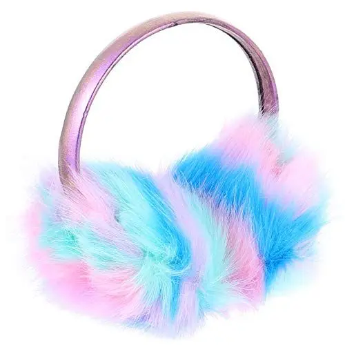 Produktbild: VALICLUD Ohrenwärmer für Frauen Winter Bunte Flauschige Ohrenschützer Kunstpelz Ohrenschützer Abdeckungen Verstellbar