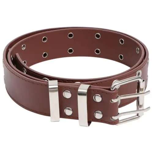 Produktbild: VALICLUD Punk Style Gürtel Mit Doppelreihe Löcher Langlebiger Unisex-punk-gürtel Aus Pu Für Damen Und Herren Passend Für Jeans Und Hosen Bequem Und Strapazierfähig