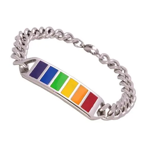 Produktbild: VALICLUD Regenbogen-Armband herrenarmbände men bracelet Simple bracelet personalisiertes Armband Regenbogen-Armreif aus Titanstahl Armband Regenbogen Stahlarmband für Damen Stahl