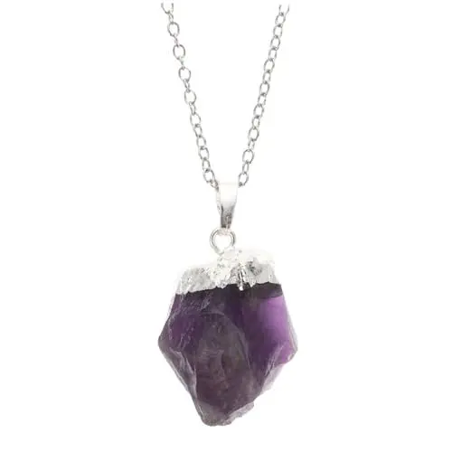 Produktbild: VALICLUD Rohstein Halskette Anhänger Amethyst Kette Naturstein Halskette Für Damen Und Mädchen