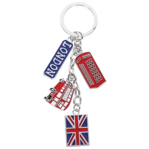 Produktbild: VALICLUD Schlüsselring London Bus Telefonzelle Union Jack Schlüsselanhänger Reise Britischen Souvenir Schlüsselhalter Geschenk Auto Schlüssel Tasche Charms
