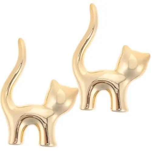 Produktbild: VALICLUD Schmuckständer Ring Display Ständer Halter Goldene Katze Ringhalter Niedlichen Keramik Verlobung Ehering Displayhalter Porzellan Schmuck Ringhalter K?tzchen Katze Figuren Ring Schmuckdisplay