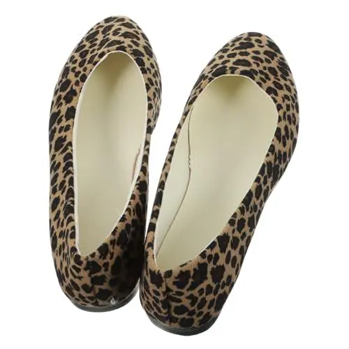 Produktbild: VALICLUD Schuhe Mit Leopardenmuster Leoparden-Wohnungen Damenschuhe Mit Animal-Print Ballettschuhe Für Mädchen Schuhe Damen Mit Leopardenmuster Tanzschuhe High-Heel-Stiefel Für Damen Spitze