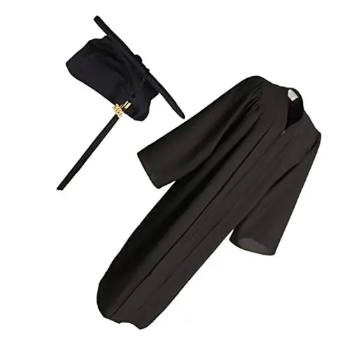 Produktbild: VALICLUD Schwarze Abschlussrobe Doktorhut für Bachelor Doktoranden Robuste Wiederverwendbare Kleidung für Abschlussfeiern Cosplay