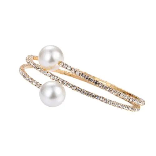 Produktbild: VALICLUD Mehrreihiges Perlenarmband Mit Strass Elegantes Diamant-armband Für Frauen Bräute Und Mädchen Schmuck Für Besondere Anlässe Glänzende Akzente Für Ihr Outfit