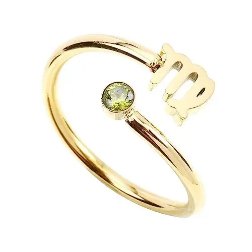 Produktbild: VALICLUD Tierkreisring halloween ringe edelstahlringe romantische birthday Mann Schmuckringe Sternzeichenring für Frauen verstellbarer offener Ring Zirkon Golden